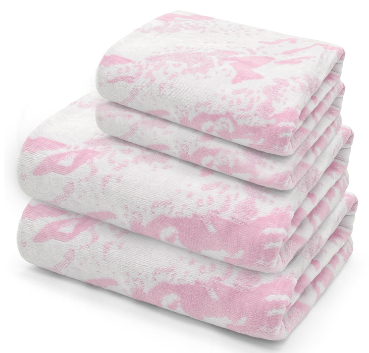 Marble 4 Piece 600gsm Pink Bath Towel Bale Set