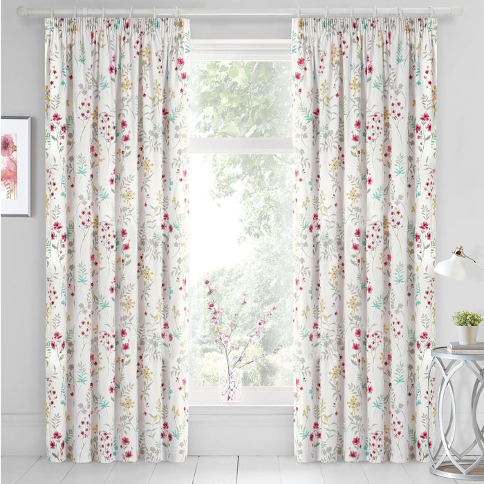 Meadow Floral Pencil Pleat Curtains