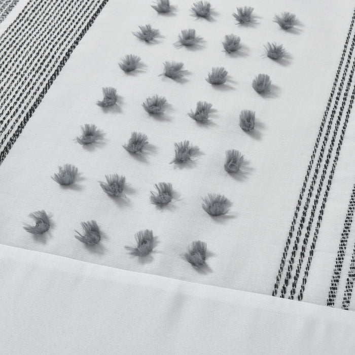 Micah Tufted White Duvet Cover & Pillowcase Set