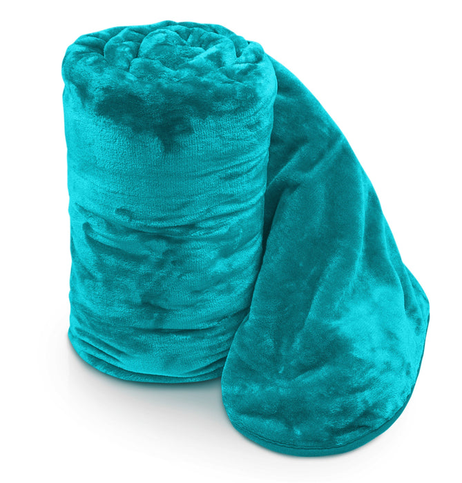 Plain Faux Fur Mink Jade Throw Blanket