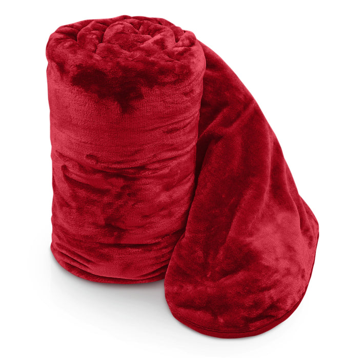 Plain Faux Fur Mink Red Throw Blanket