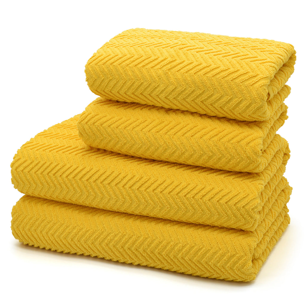 Moda Chevron 500gsm Cotton Canary Yellow Towels Bed Bath Home
