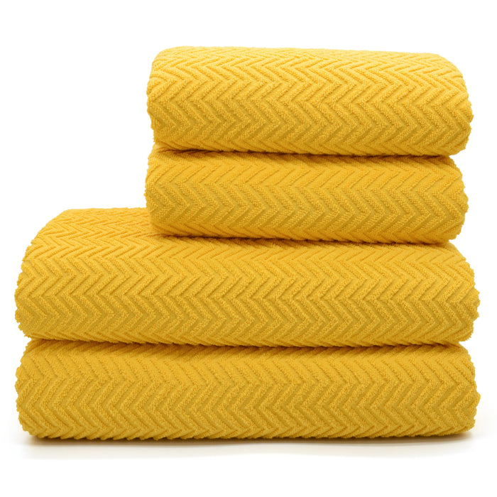 Moda Chevron 500gsm Cotton Canary Yellow Towels