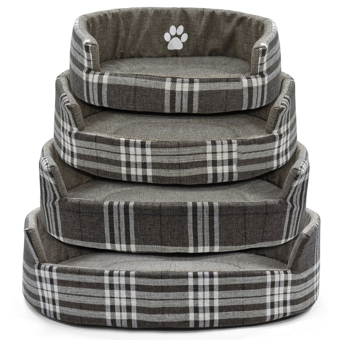Luxury Natural Check Round Pet Bed Nest