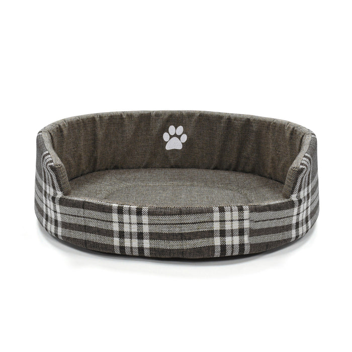Luxury Natural Check Round Pet Bed Nest