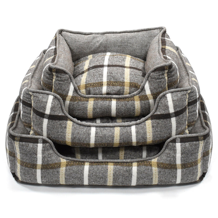 Luxury Check Stripe Natural Cuddler Pet Bed