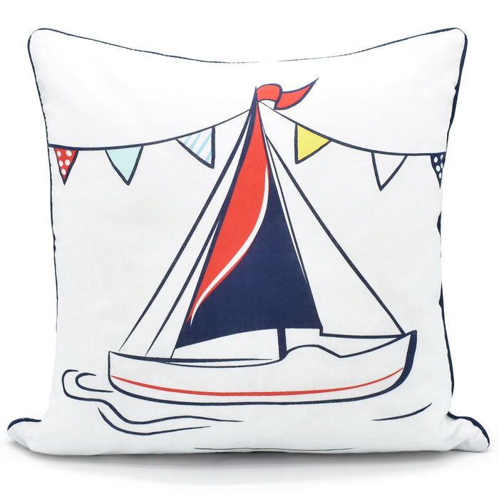 Nautical Beach Huts Reversible Cushion Cover