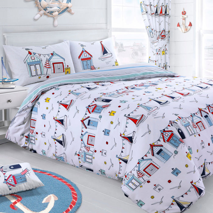 Nautical Beach Huts Duvet Cover & Pillowcase Set