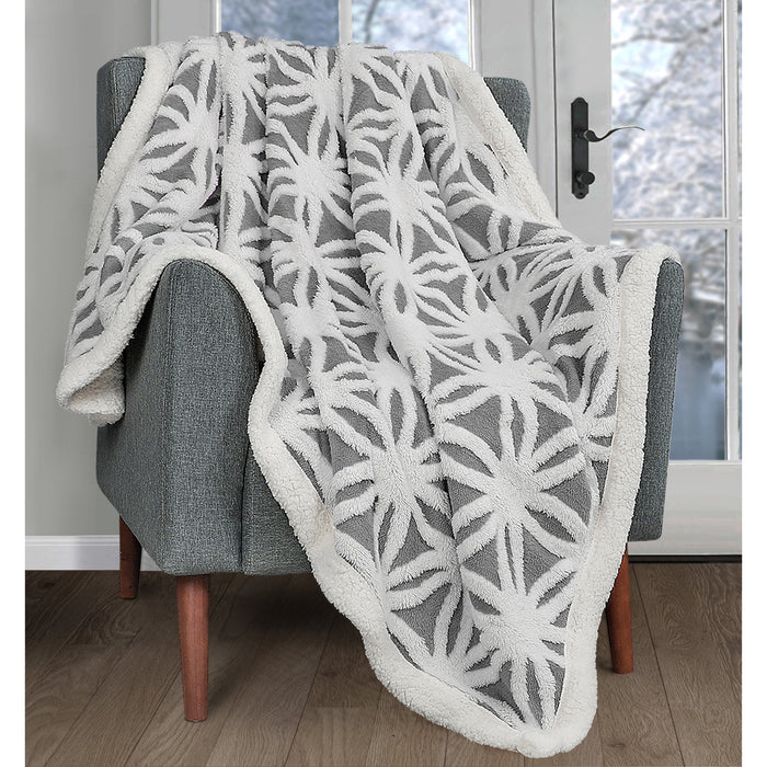 Grey Tufted Orbit Sherpa Fleece Throw Blanket