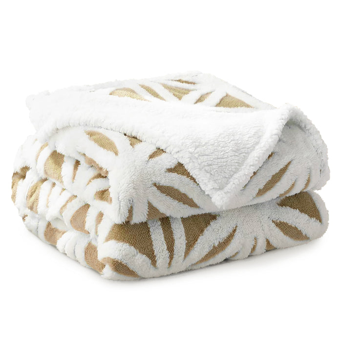 Latte Tufted Orbit Sherpa Fleece Throw Blanket