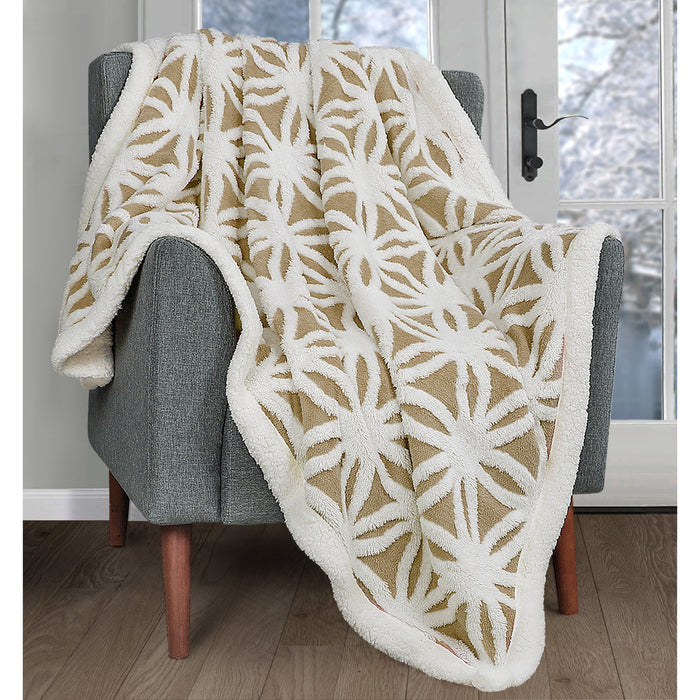 Latte Tufted Orbit Sherpa Fleece Throw Blanket