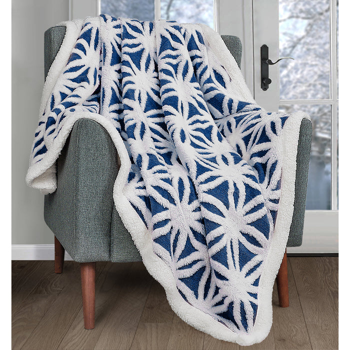 Velosso Navy Tufted Orbit Sherpa Fleece Throw Blanket