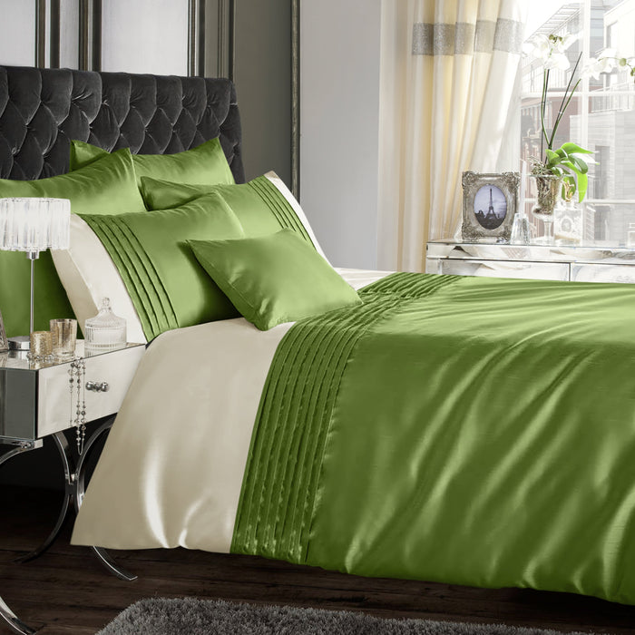 Faux Silk Perez Lime Duvet Cover & Pillowcase Set