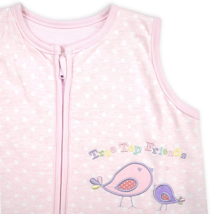 Nursery Pink Embroidery Bird Baby Sleeping Bag
