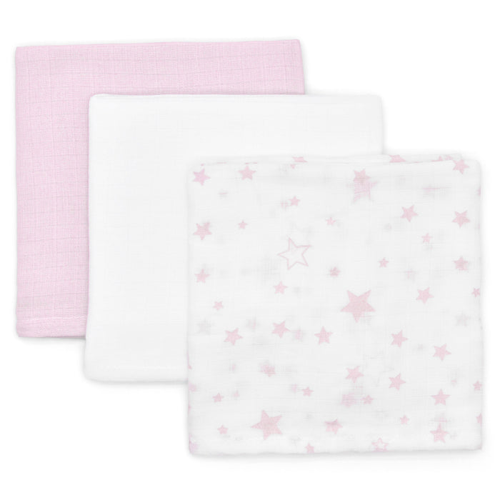 3 Pack Cotton Muslin Square Pink