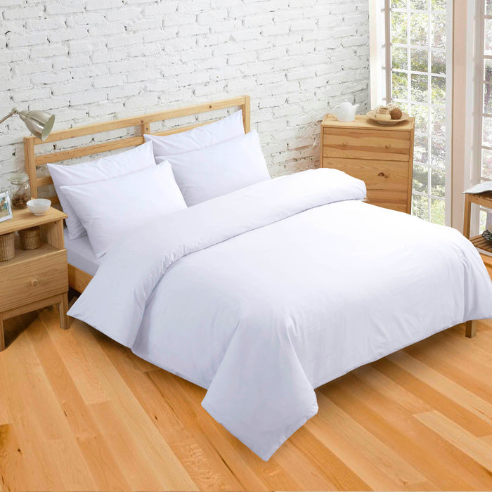 Plain Dyed White Duvet Cover & Pillowcase Set