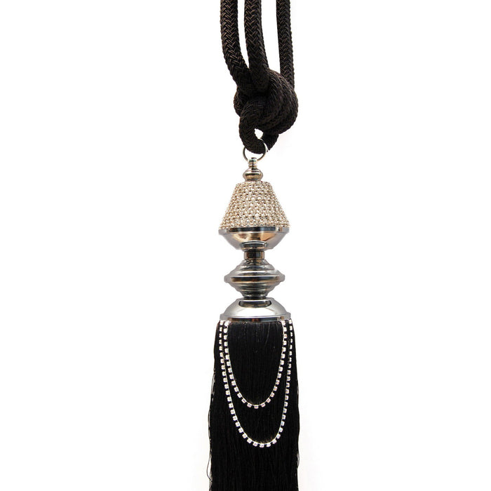 Large Black Diamante Sparkle Rope Curtain Tieback