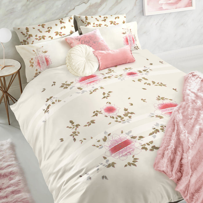 Rosette Pink Duvet Cover & Pillowcase Set