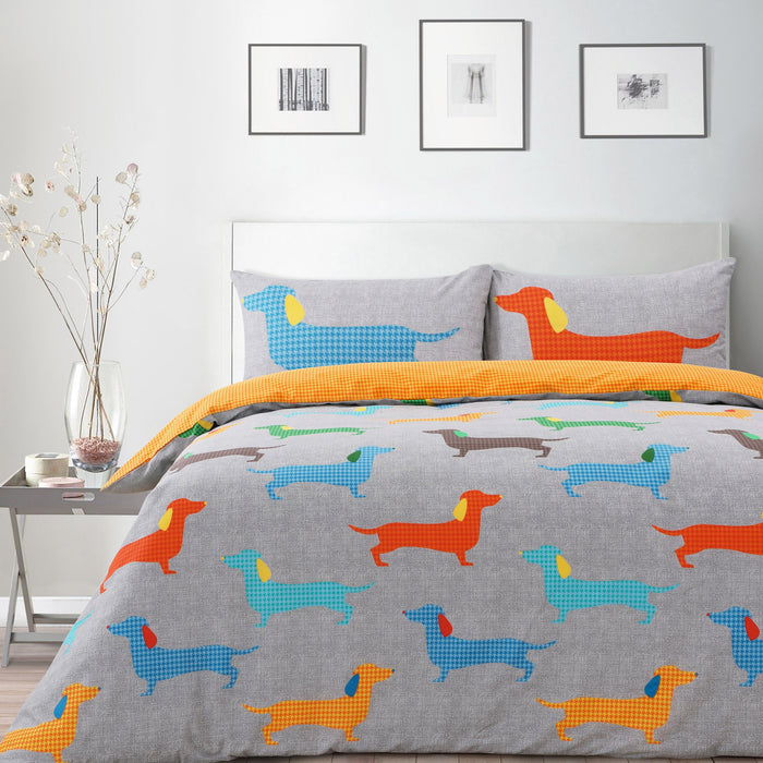 Sausage Dog Reversible Duvet Cover & Pillowcase Set