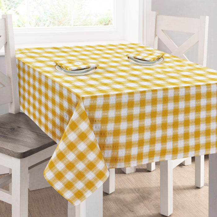 Luxury Seersucker Ochre Tablecloth