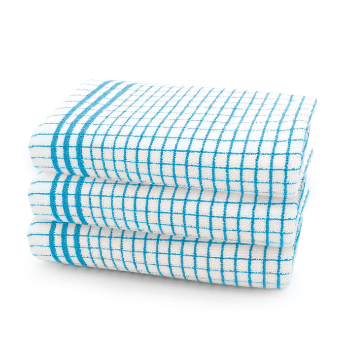 Shaws Large Woven Teal Checked Tea Towel