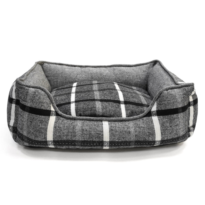 Luxury Check Stripe Slate Grey Cuddler Pet Bed