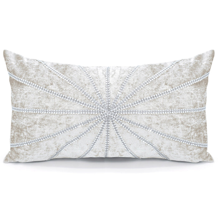 Starburst Crushed Velvet Diamante Cream Quilted Bedspread