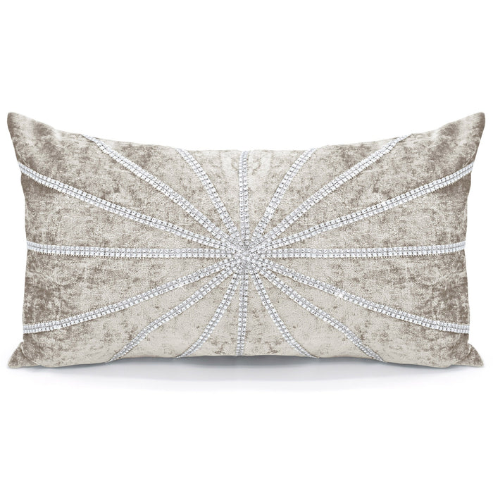 Starburst Crushed Velvet Diamante Natural Quilted Bedspread