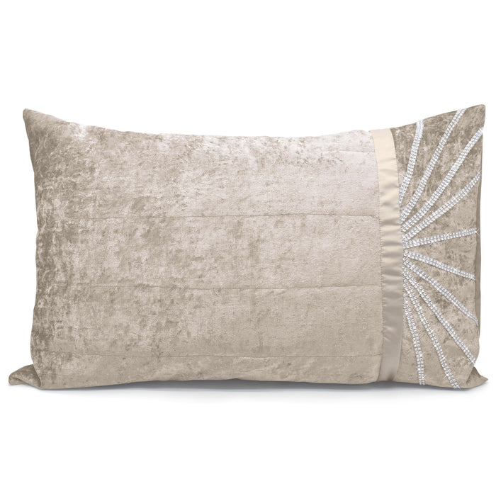 Starburst Crushed Velvet Diamante Natural Quilted Bedspread