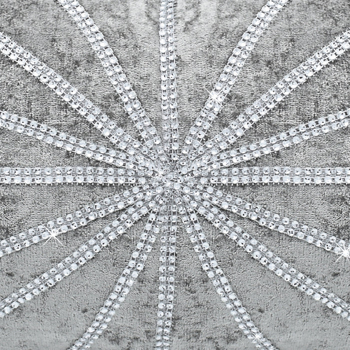 Starburst Crushed Velvet Diamante Silver Quilted Bedspread