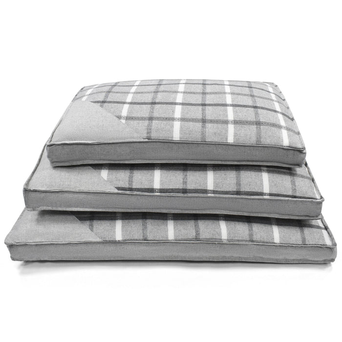 Check Stripe Lounger Pet Bed Soft Grey