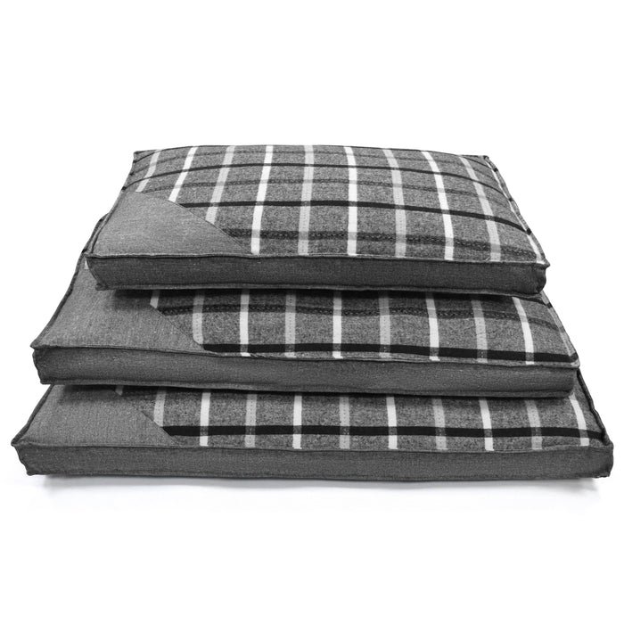 Check Stripe Slate Grey Lounger Pet Bed