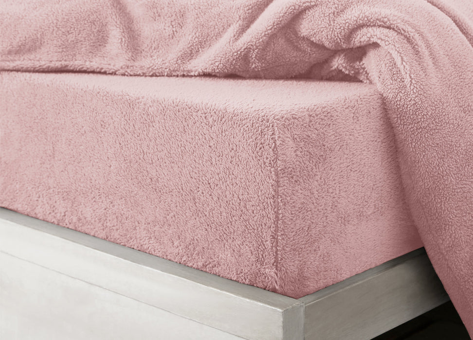 Blush Pink Teddy Fleece Fitted Sheet