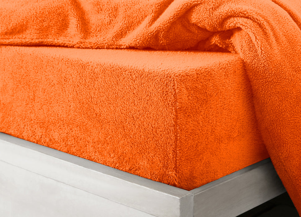 Orange Teddy Fleece Fitted Sheet