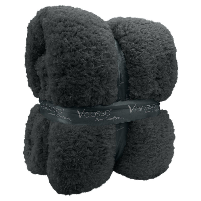 Teddy Charcoal Sherpa Blanket
