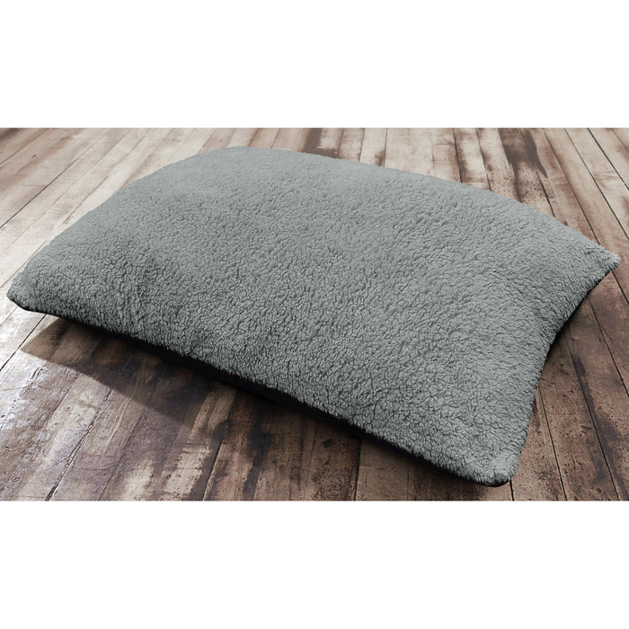 Teddy Fleece Silver Floor Cushion