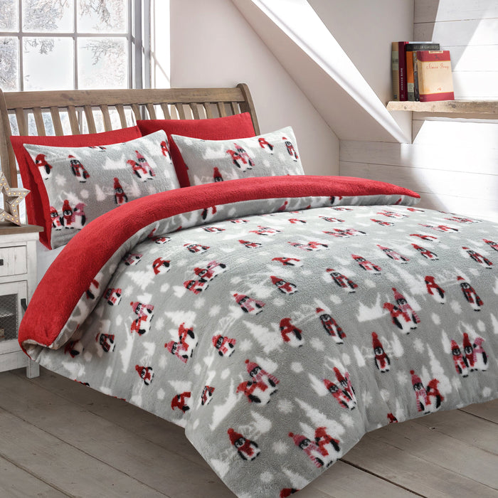 Penguins Teddy Fleece Duvet Cover & Pillowcase Set