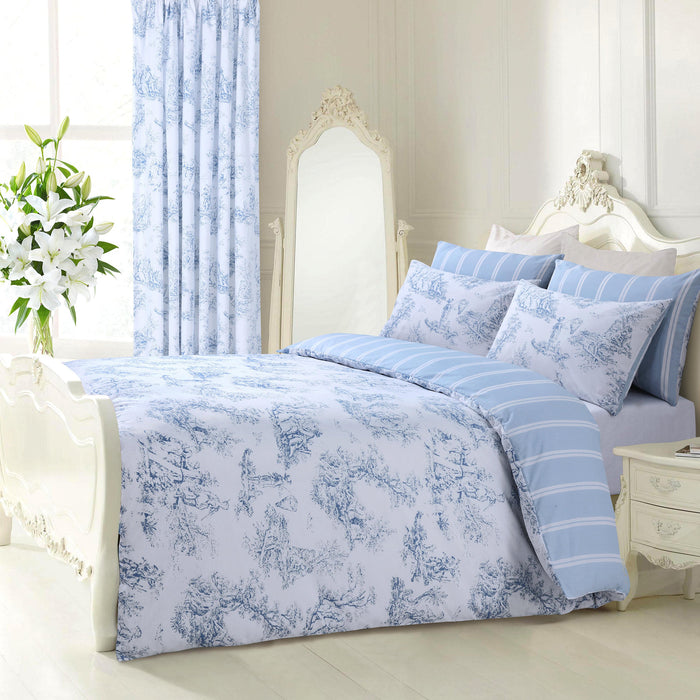 Toille Blue Reversible Duvet Cover & Pillowcase Set