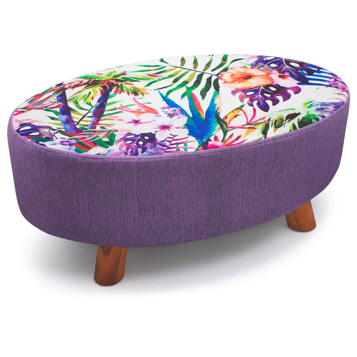 Luxury Tropical Floral Oval Footstool