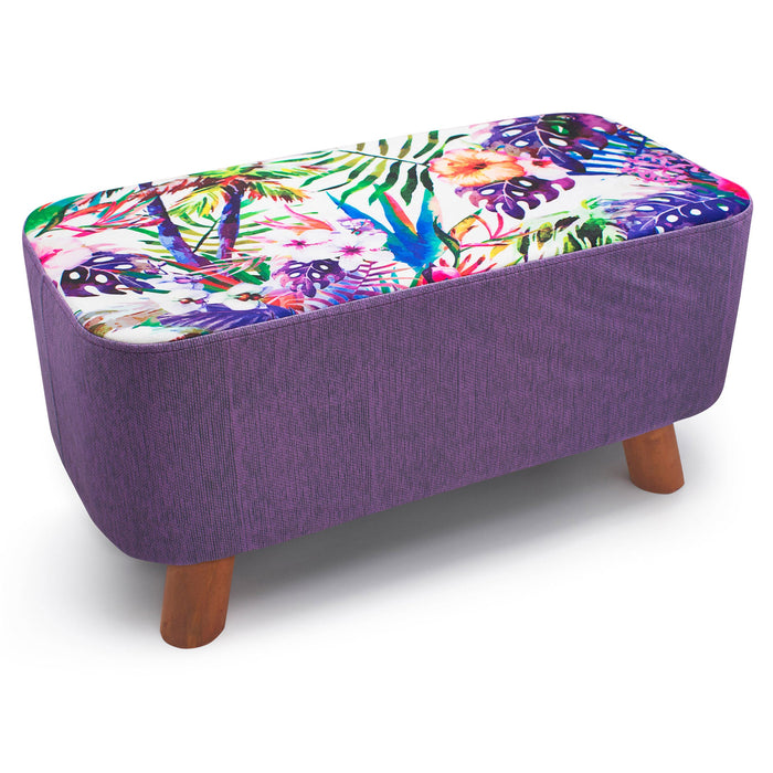 Luxury Tropical Floral Rectangular Footstool