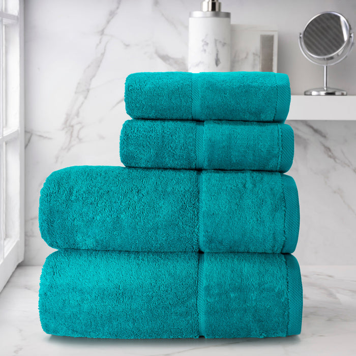 Plush Velour Jade 4 Piece Bath Towel Bale Set