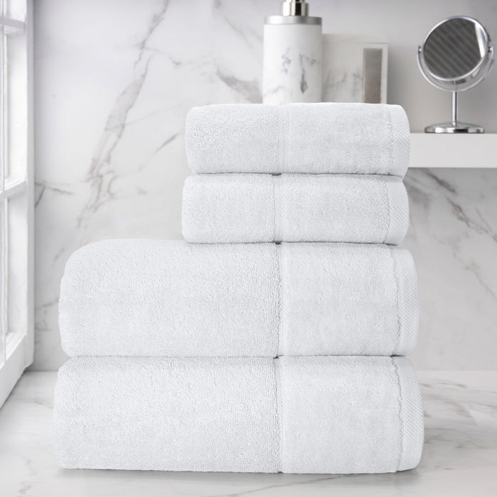 Plush Velour White 4 Piece Bath Towel Bale Set