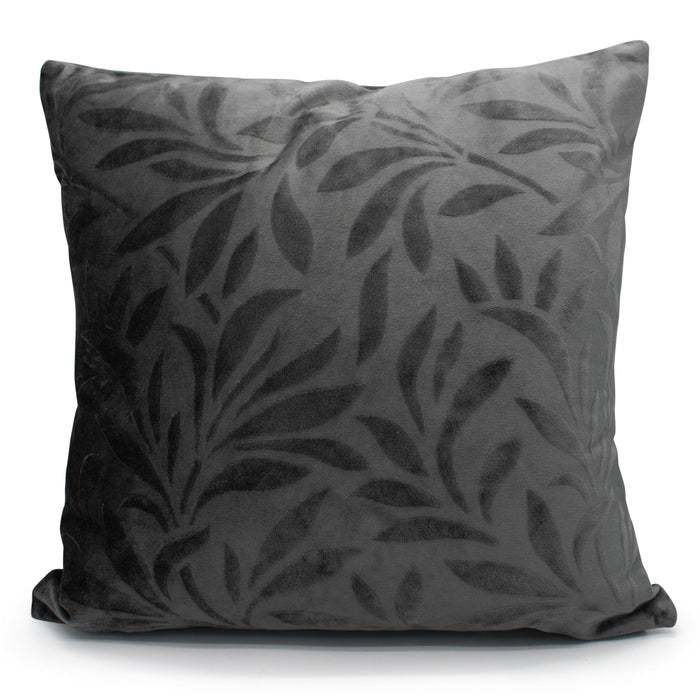 Velvet Leaf Charcoal Cushion Cover