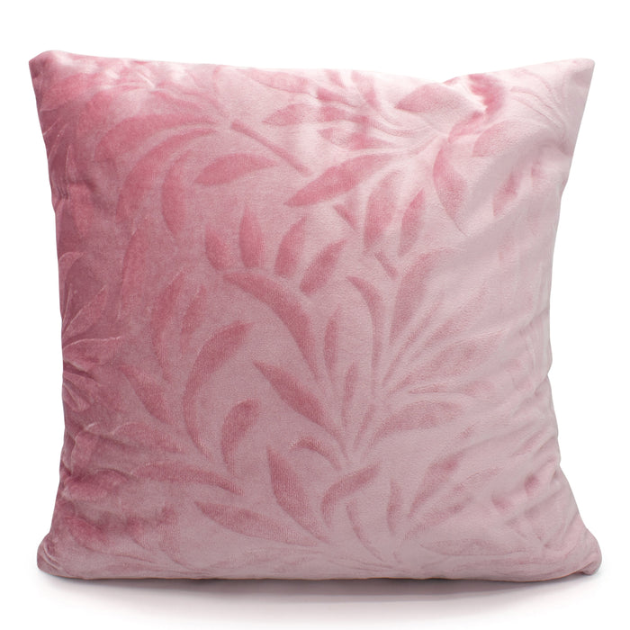 Velvet Leaf Pink Cushion Cover