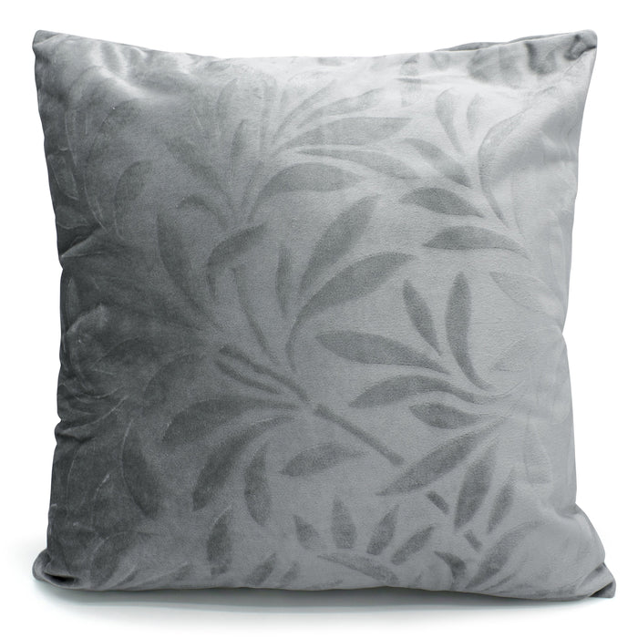 Velvet Leaf Grey Cushion Cover