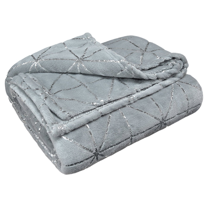 Luxury Geometric Vera Silver Blanket Throw Over