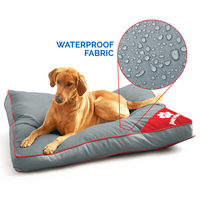 Waterproof Grey & Red Pet Bed