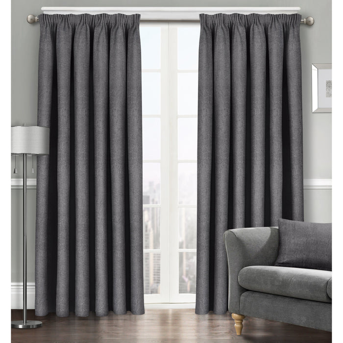 Westwood Charcoal Dimout Pencil Pleat Curtains