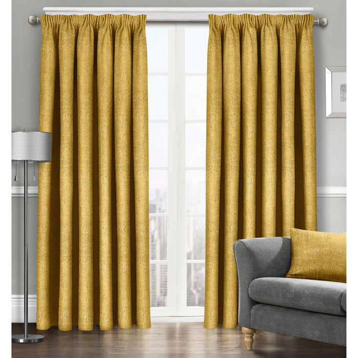 Westwood Ochre Yellow Dimout Pencil Pleat Curtains