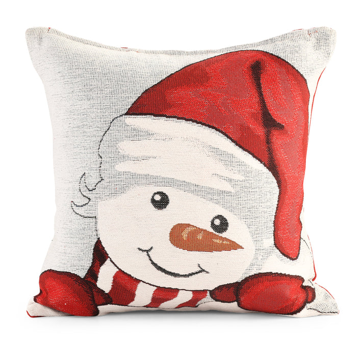 Snowman Christmas Festive Chenille Cushion Cover